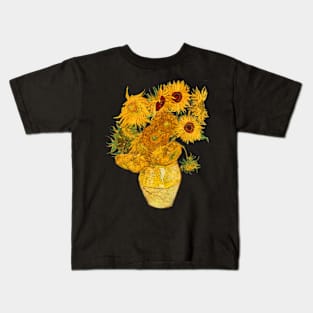 Sunflowers Vincent Van Gogh Masterpiece Vase Impressionist Art Painting Kids T-Shirt